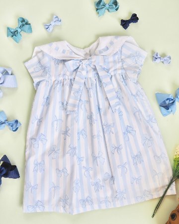 MICHELL×Puromimo★Water Blue Stripe ribbon Dress(2A~10A)の画像