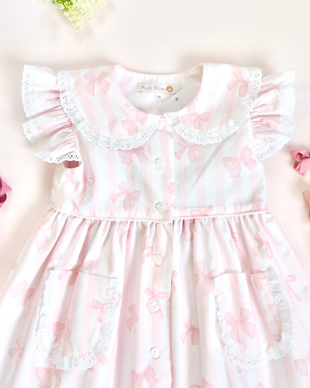 MICHELL×Puromimo★Dorry Pink Stripe Bow Dress(2A~10A)の画像