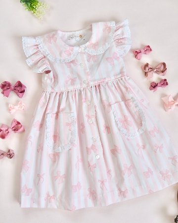 MICHELL×Puromimo★Dorry Pink Stripe Bow Dress(2A~10A)の画像