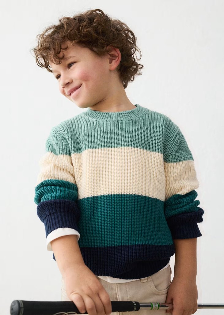 Mayoral★Aqua Color Block Knit Top(2y~10y)の画像