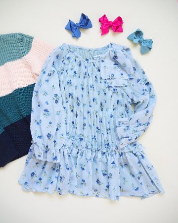 Mayoral★Anis Pleated Aqua Dress(2y~10y)の画像