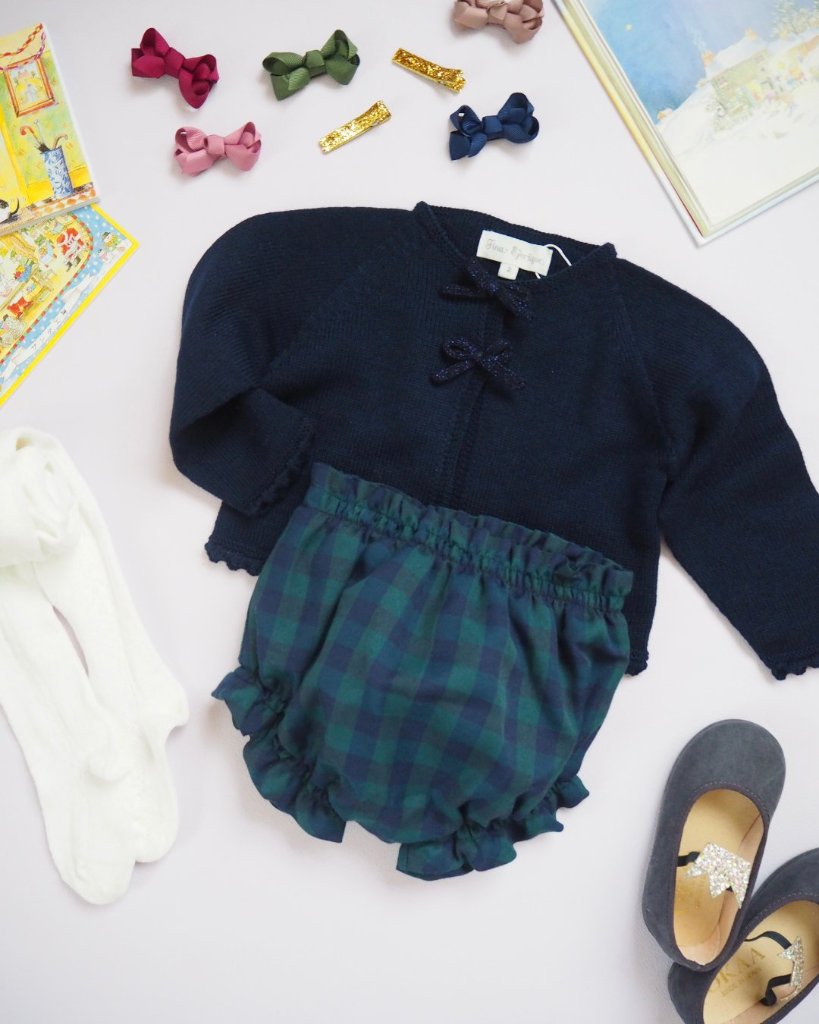 FinaEjerique★Navy Green Check baby bloomer(6m~2A)の画像
