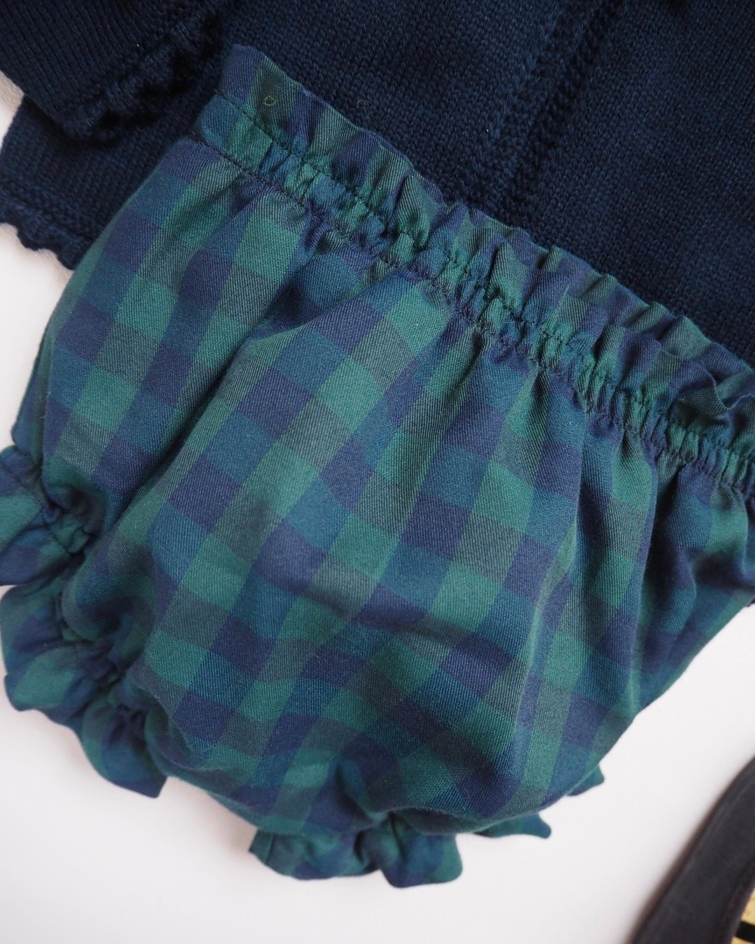 FinaEjerique★Navy Green Check baby bloomer(6m~2A)の画像