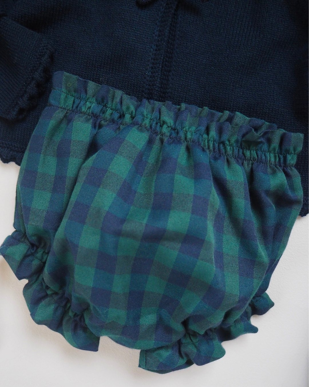 FinaEjerique★Navy Green Check baby bloomer(6m~2A)の画像