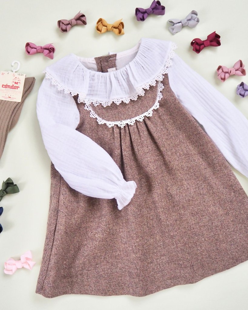 FinaEjerique★Herringbone Pinafore Dress (12m~6A)の画像