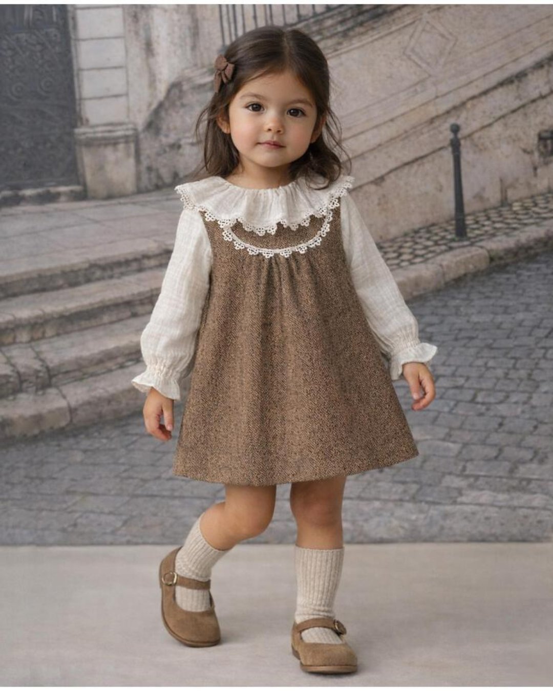 FinaEjerique★Herringbone Pinafore Dress (12m~6A)の画像