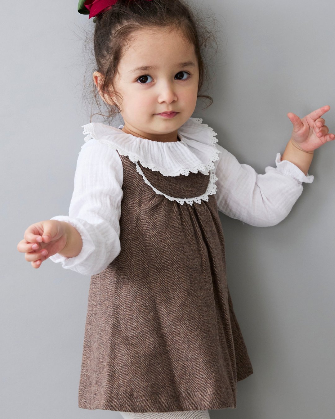 FinaEjerique★Herringbone Pinafore Dress (12m~6A)の画像