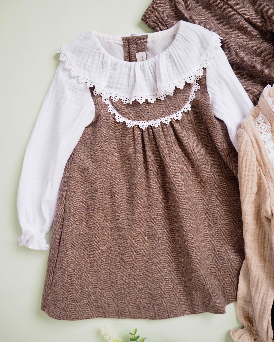 FinaEjerique★Herringbone Pinafore Dress (12m~6A)の画像
