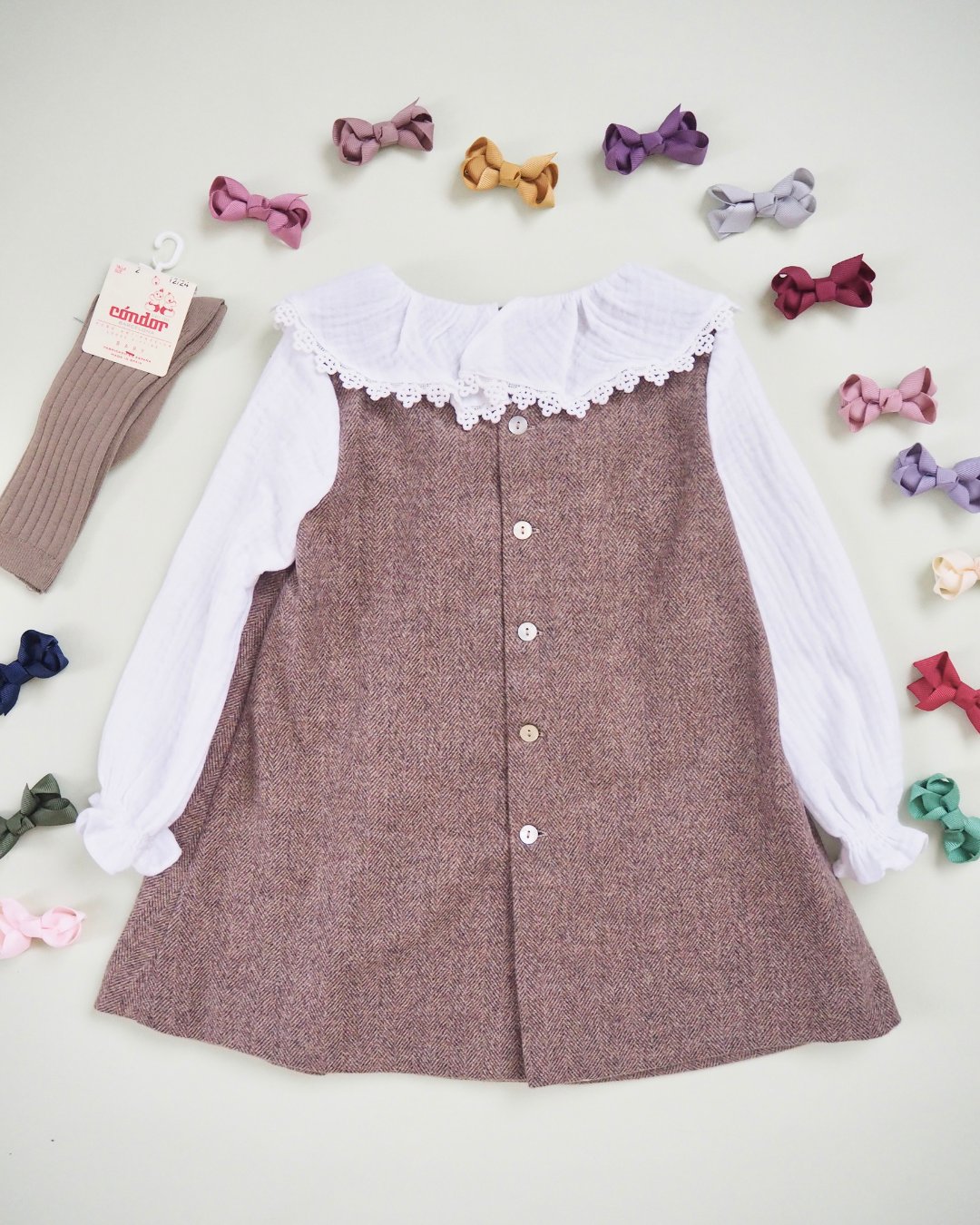 FinaEjerique★Herringbone Pinafore Dress (12m~6A)の画像