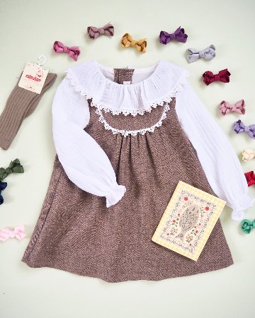 FinaEjerique★Herringbone Pinafore Dress (12m~6A)の画像