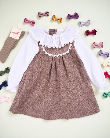 FinaEjerique★Herringbone Pinafore Dress (12m~6A)の画像