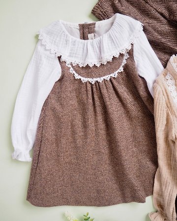 FinaEjerique★Herringbone Pinafore Dress (12m~6A)の画像