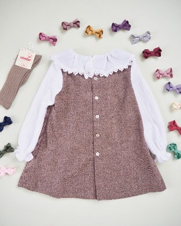FinaEjerique★Herringbone Pinafore Dress (12m~6A)の画像