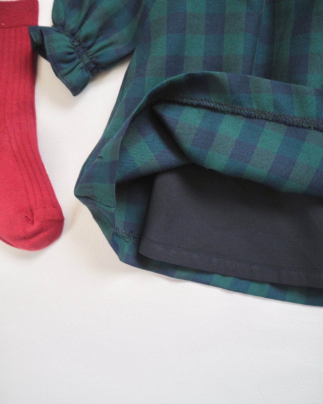 FinaEjerique★Navy Green Check Dress (12m~6A)の画像