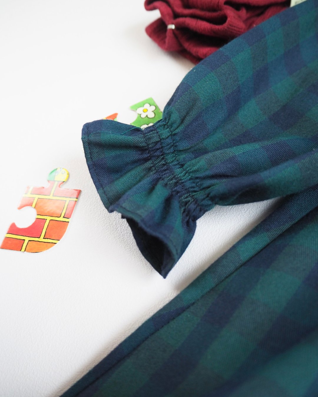 FinaEjerique★Navy Green Check Dress (12m~6A)の画像