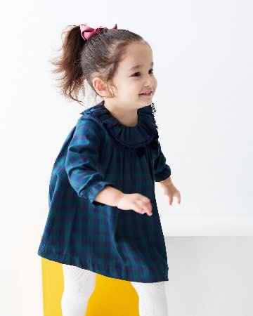 FinaEjerique★Navy Green Check Dress (12m~6A)の画像