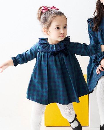 FinaEjerique★Navy Green Check Dress (12m~6A)の画像
