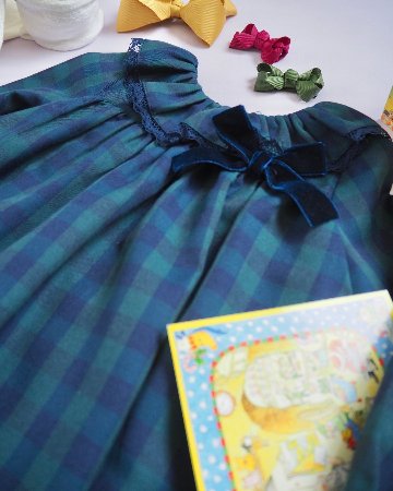 FinaEjerique★Navy Green Check Dress (12m~6A)の画像