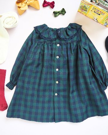 FinaEjerique★Navy Green Check Dress (12m~6A)の画像