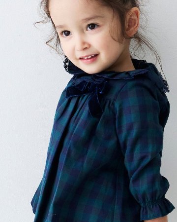 FinaEjerique★Navy Green Check Dress (12m~6A)の画像