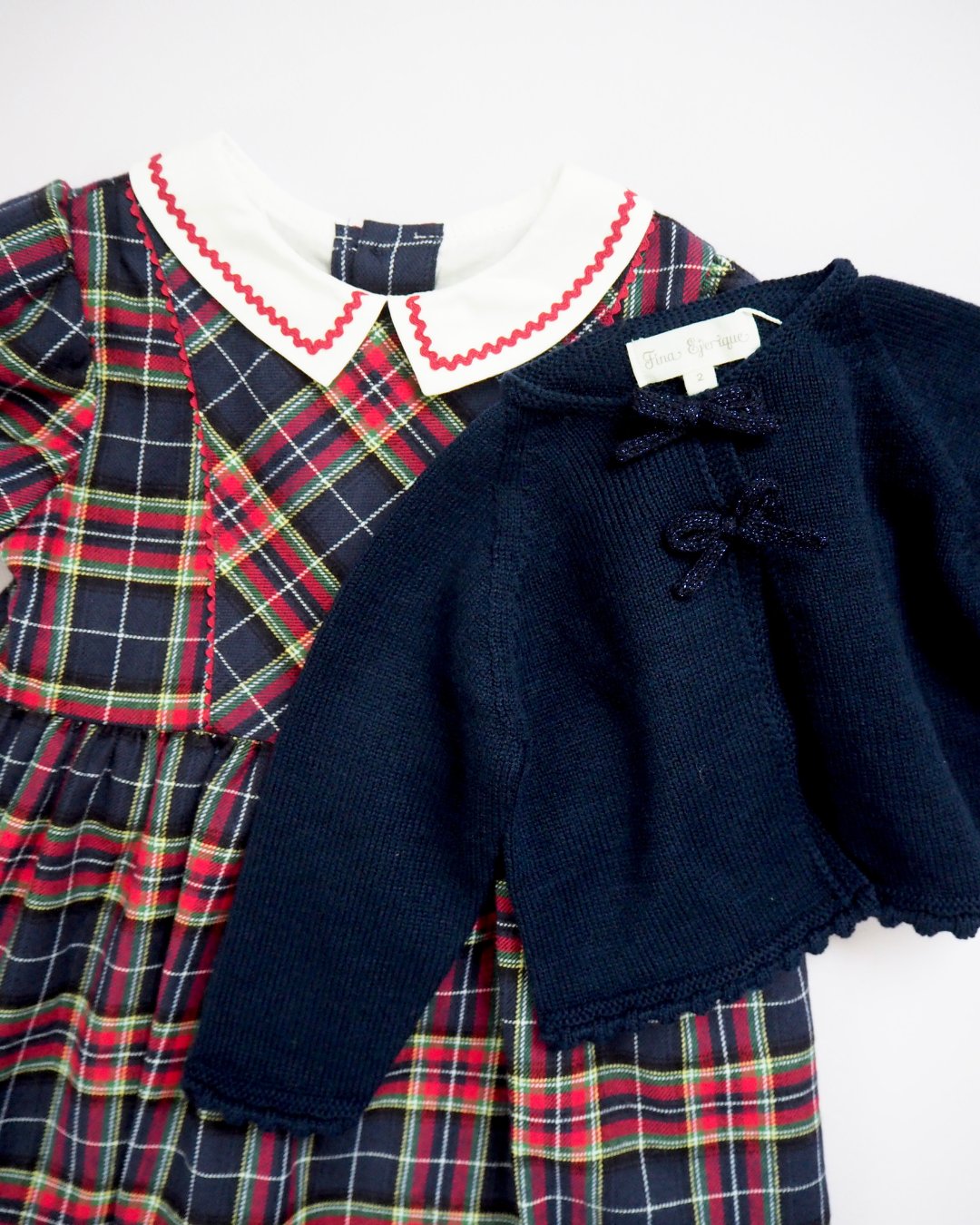 FinaEjerique★Navy Knit Bolero Cardigan with metalic bow(12m~12A)の画像