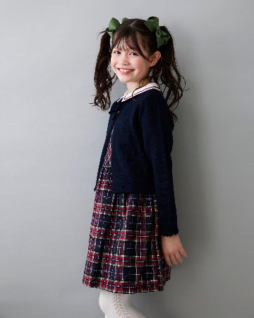 FinaEjerique★Navy Knit Bolero Cardigan with metalic bow(12m~12A)の画像