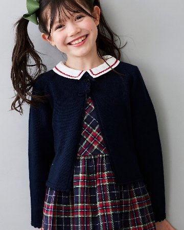 FinaEjerique★Navy Knit Bolero Cardigan with metalic bow(12m~12A)の画像