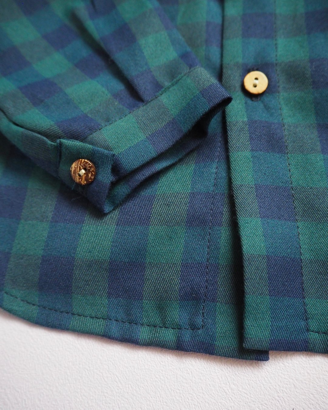FinaEjerique★Navy Green Check Boys Shirt(12m~12A)の画像