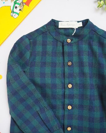 FinaEjerique★Navy Green Check Boys Shirt(12m~12A)の画像