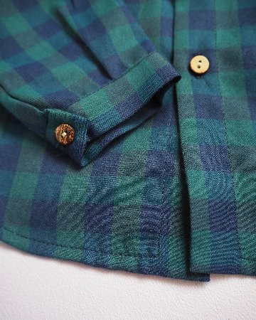 FinaEjerique★Navy Green Check Boys Shirt(12m~12A)の画像