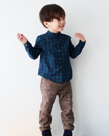 FinaEjerique★Navy Green Check Boys Shirt(12m~12A)の画像