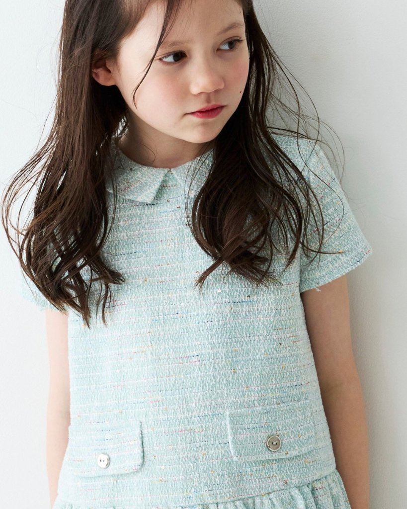 FinaEjerique★Water Tweed Dropped waist Dress (4A~12A)の画像
