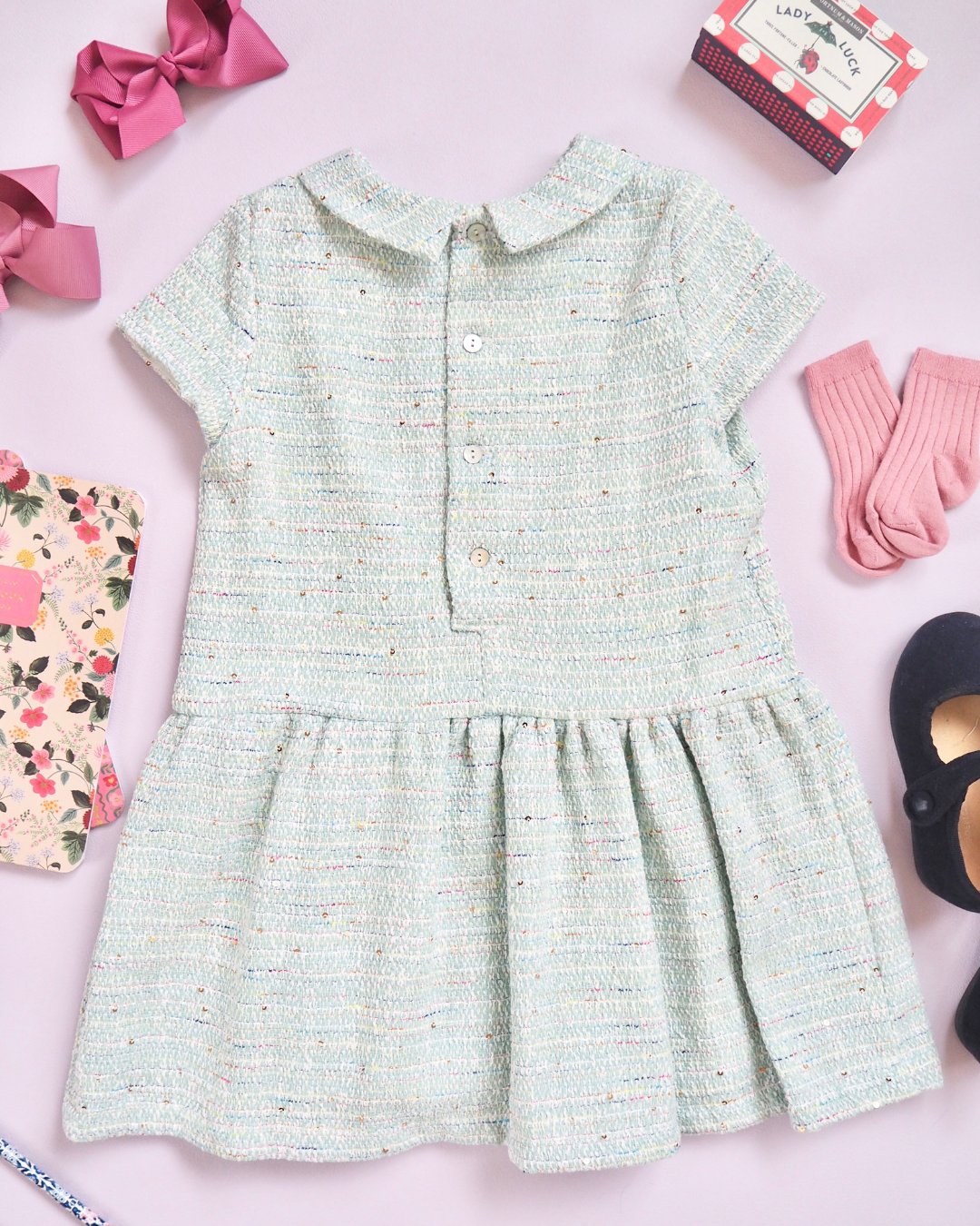 FinaEjerique★Water Tweed Dropped waist Dress (4A~12A)の画像