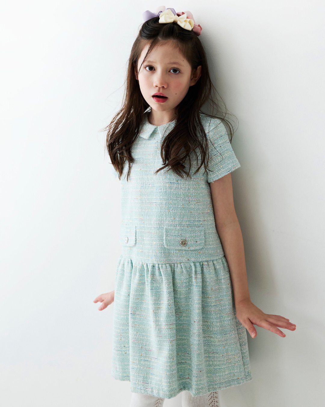 FinaEjerique★Water Tweed Dropped waist Dress (4A~12A)の画像