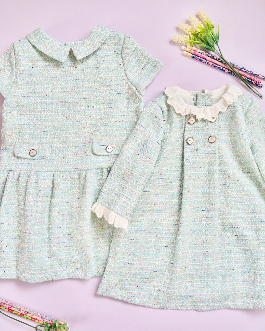 FinaEjerique★Water Tweed Dropped waist Dress (4A~12A)の画像