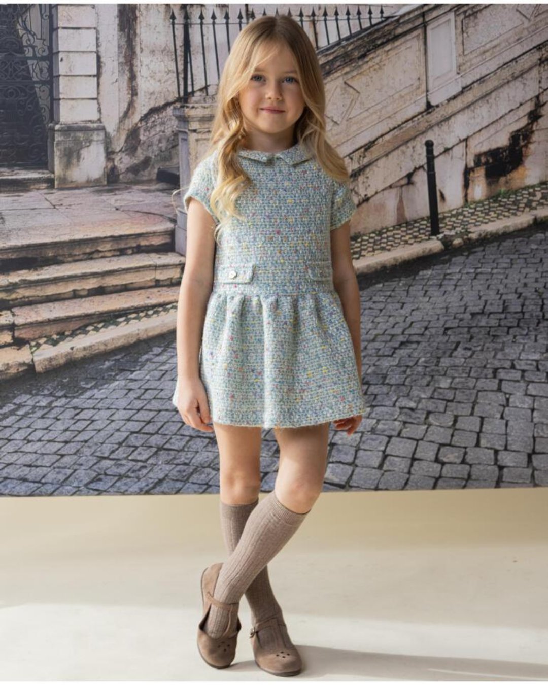FinaEjerique★Water Tweed Dropped waist Dress (4A~12A)の画像
