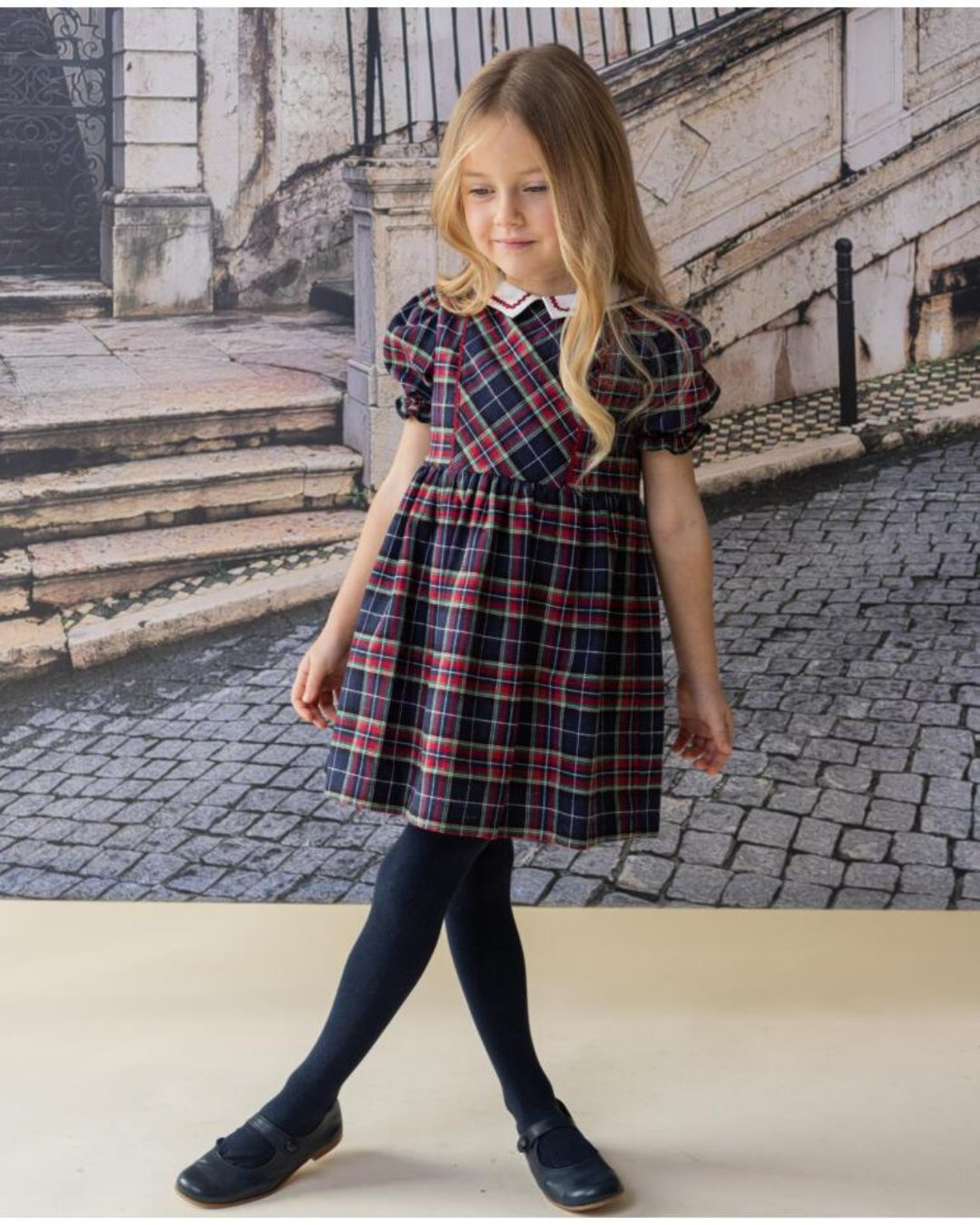FinaEjerique★Burgundy Tartan Dress (2A~12A)の画像