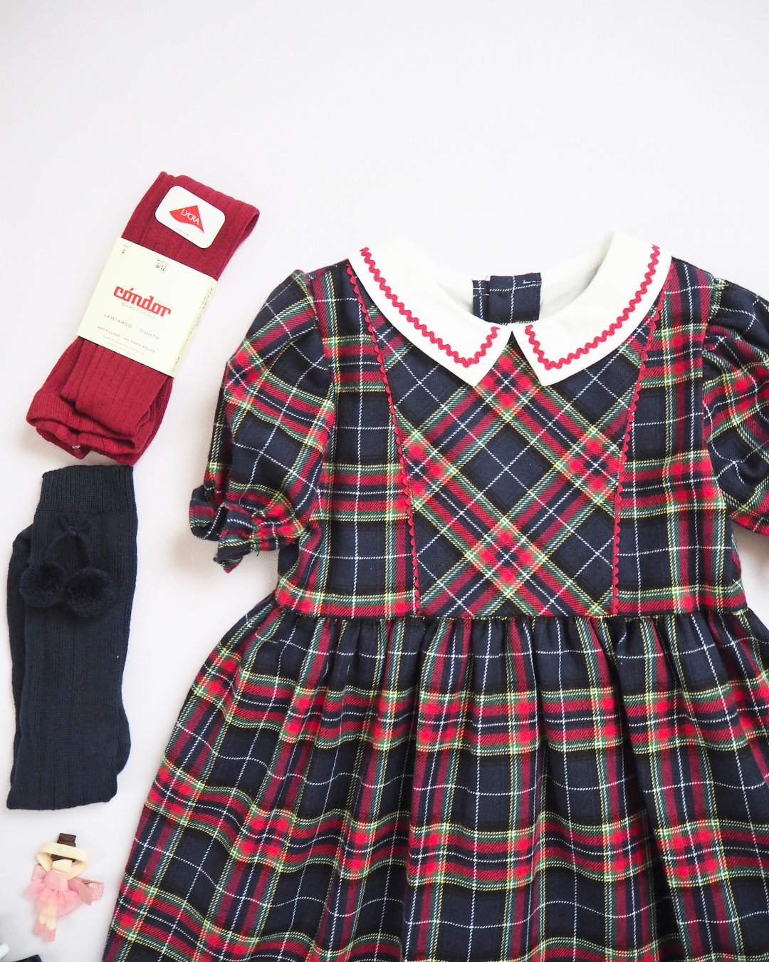 FinaEjerique★Burgundy Tartan Dress (2A~12A)の画像