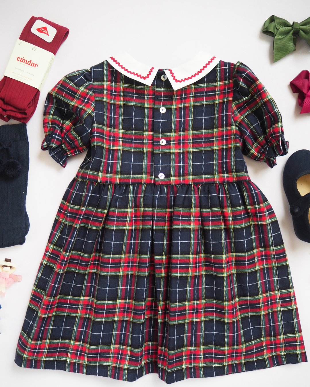 FinaEjerique★Burgundy Tartan Dress (2A~12A)の画像