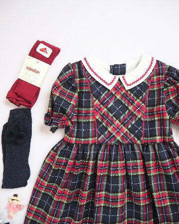 FinaEjerique★Burgundy Tartan Dress (2A~12A)の画像