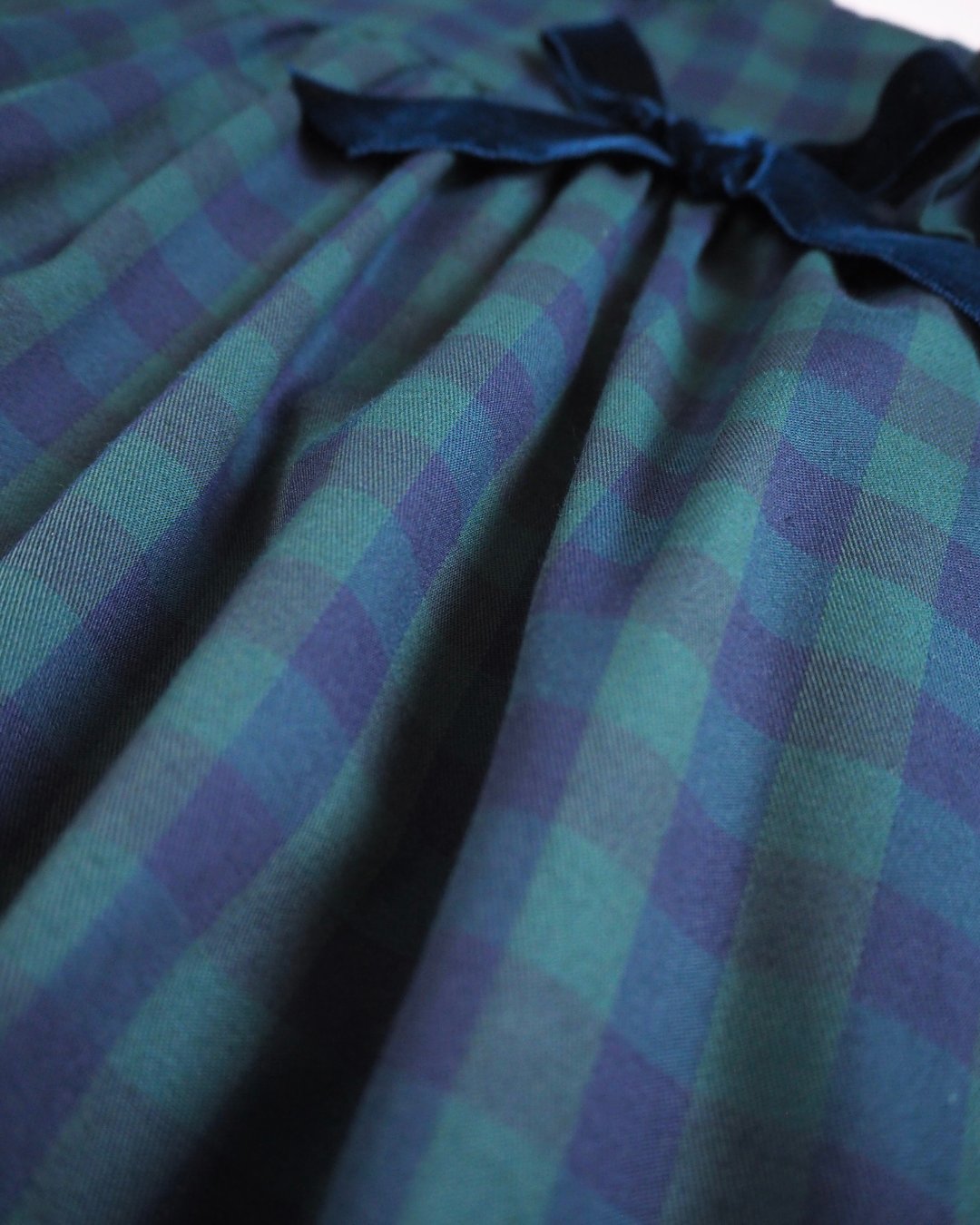 FinaEjerique★Navy Green Check Girls Dress (4A~12A)の画像