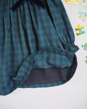 FinaEjerique★Navy Green Check Girls Dress (4A~12A)の画像