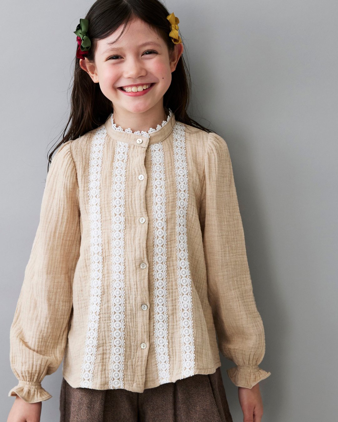 FinaEjerique★Girls Beige Lacy Blouse(4A~12A)の画像