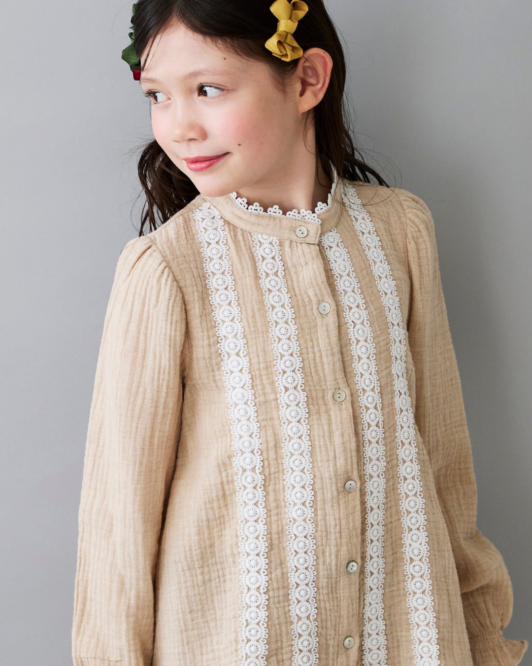 FinaEjerique★Girls Beige Lacy Blouse(4A~12A)の画像