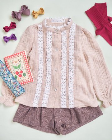FinaEjerique★Girls Beige Lacy Blouse(4A~12A)の画像