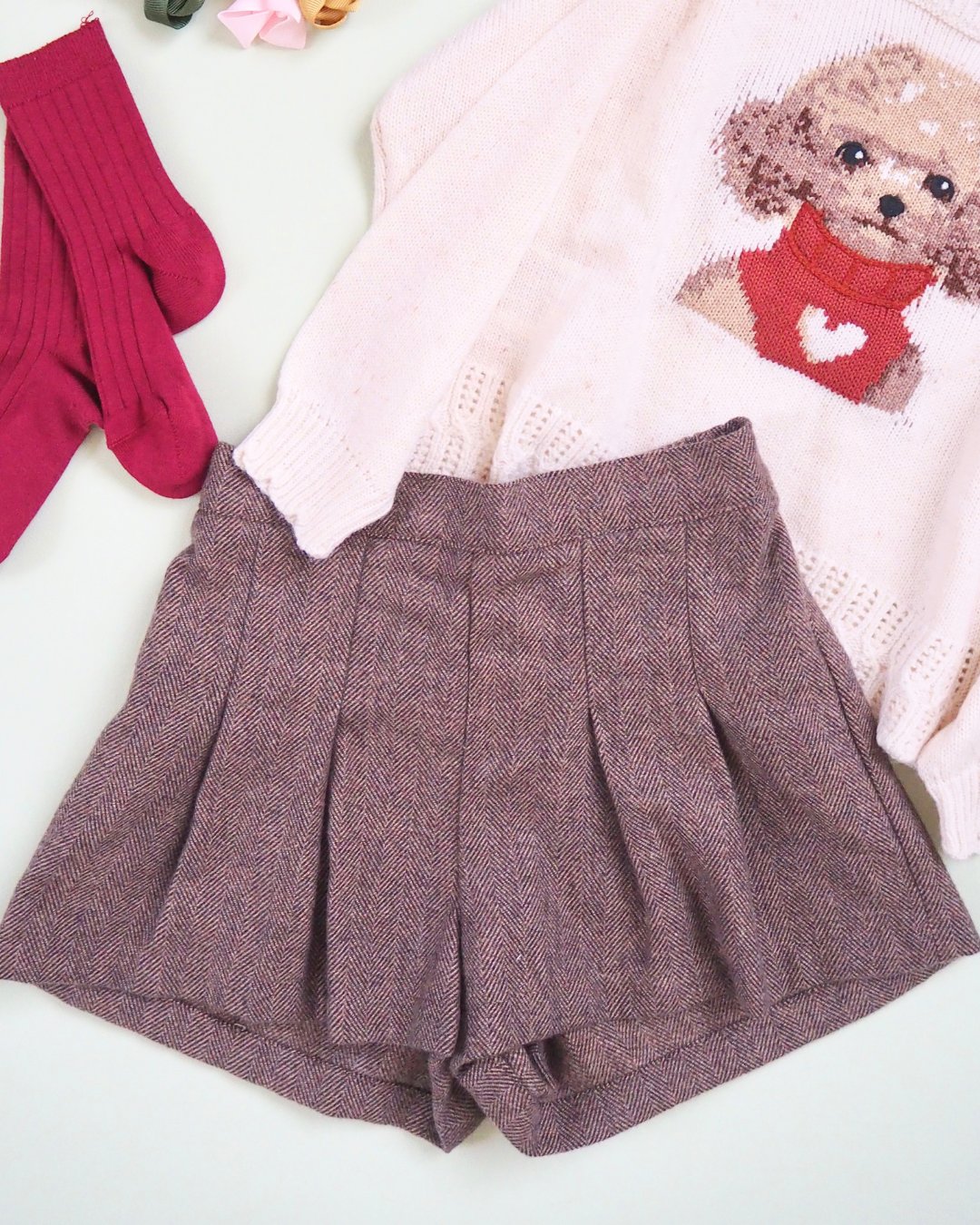 FinaEjerique★Herringbone Girls Shorts(4A~12A)の画像