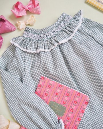 pi&pa★Vichy Matcha Bishop Dress(18m~8A)の画像