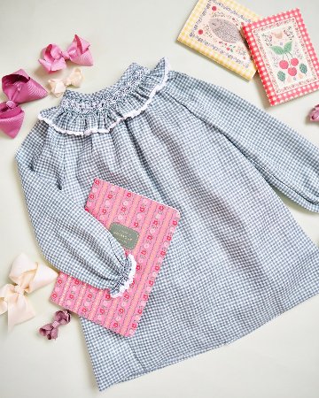 pi&pa★Vichy Matcha Bishop Dress(18m~8A)の画像