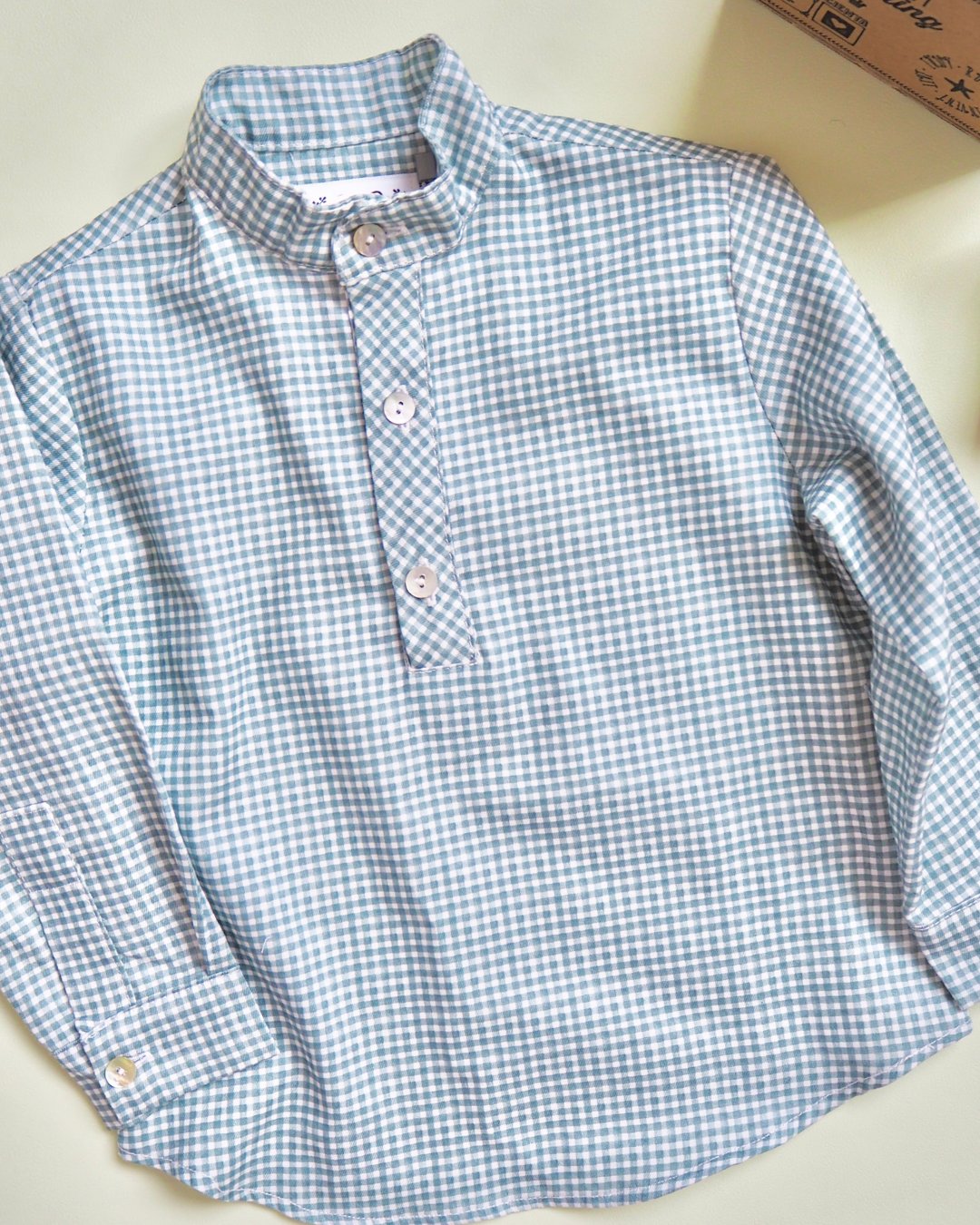 pi&pa★Vichy Matcha Boys Shirt(2A~10A)の画像
