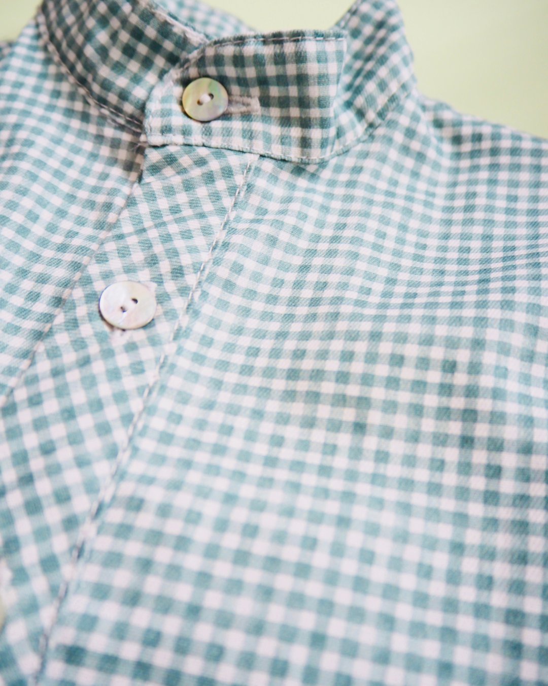 pi&pa★Vichy Matcha Boys Shirt(2A~10A)の画像